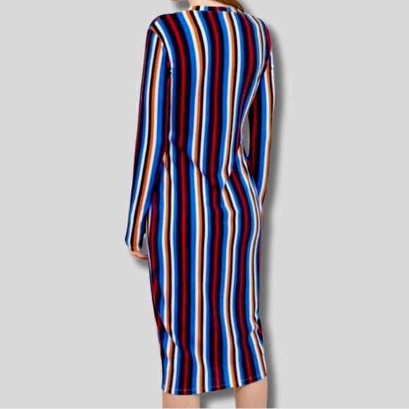 Zara Vintage Inspired Ribbed Stripes Midi Dress Sz. Medium - Picture 6 of 8